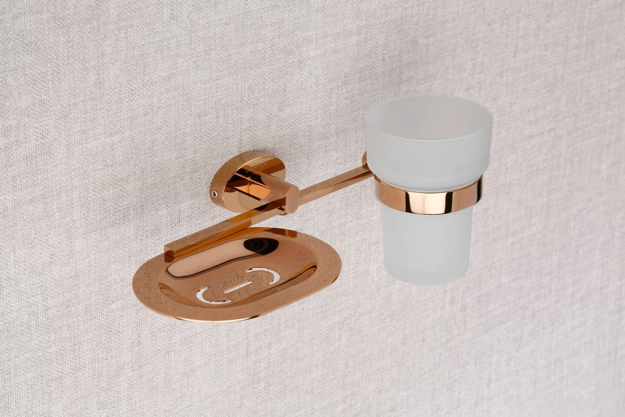 36500 Soap Dish With Tumbler Holder — Brass — Soap Dishes